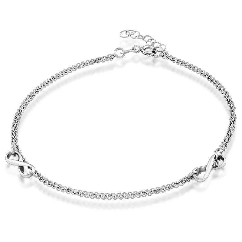 Stunning necklaces and pendants with ruby gemstones for a luxurious red hue-Sterling Silver Double Strand Infinity Anklet