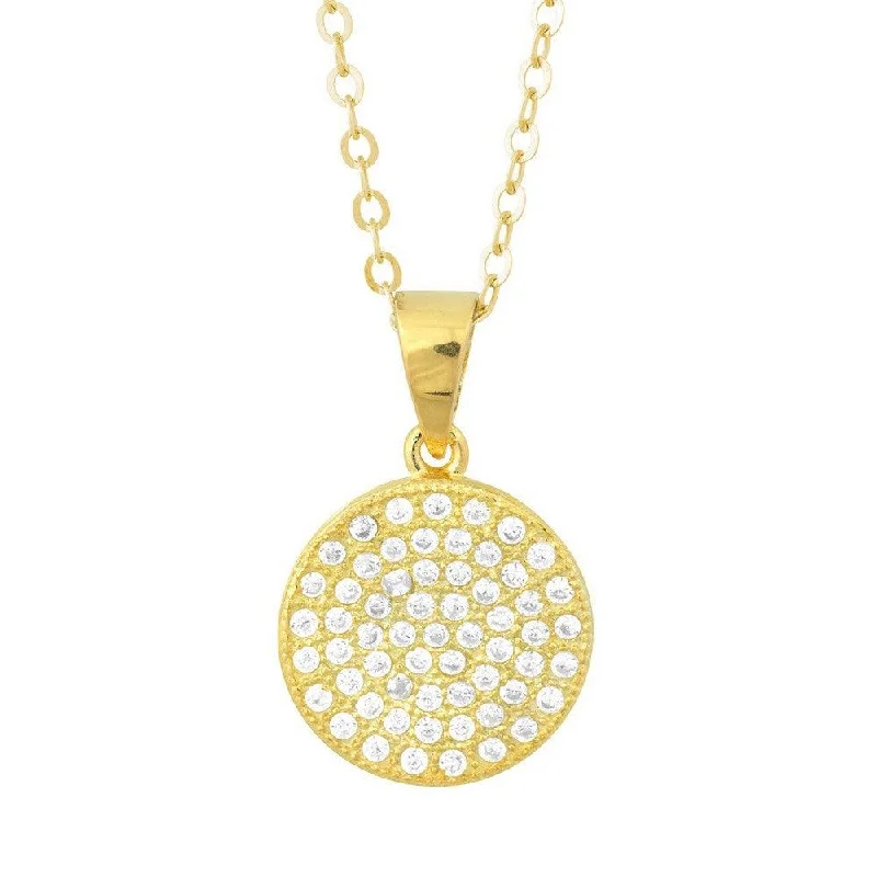 Trendy necklaces and pendants with statement pieces for a bold fashion statement-Sterling Silver Flat Micro Pave Pendant - Gold Plated