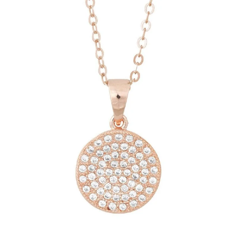 Best necklaces and pendants with gemstone clusters for a bold and colorful effect-Sterling Silver Flat Micro Pave Pendant - Rose Gold Plated