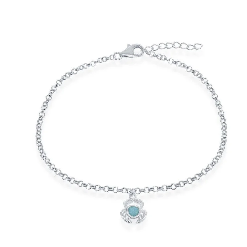 Personalized necklaces and pendants with name engravings for a custom touch-Sterling Silver Larimar Crab Anklet