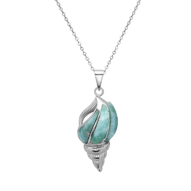 Elegant necklaces and pendants with diamond accents for added sparkle-Sterling Silver Larimar Shell Pendant