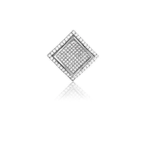 Necklaces and pendants with custom engravings for a personal, meaningful gift-Sterling Silver Micro Pave Wavy Square Pendant (121 stones)