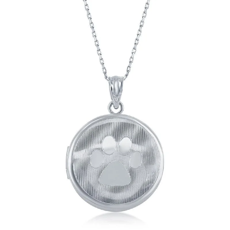 Best necklaces and pendants with infinity hearts for a romantic, eternal symbol-Sterling Silver Paw Print Round Locket With chain