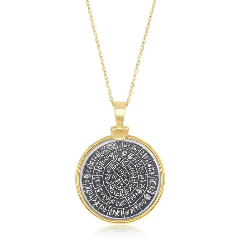 Best necklaces and pendants with intertwined designs for a symbol of unity-Sterling Silver Phaistos-Replica Coin Pendant With Chain - Gold Plated