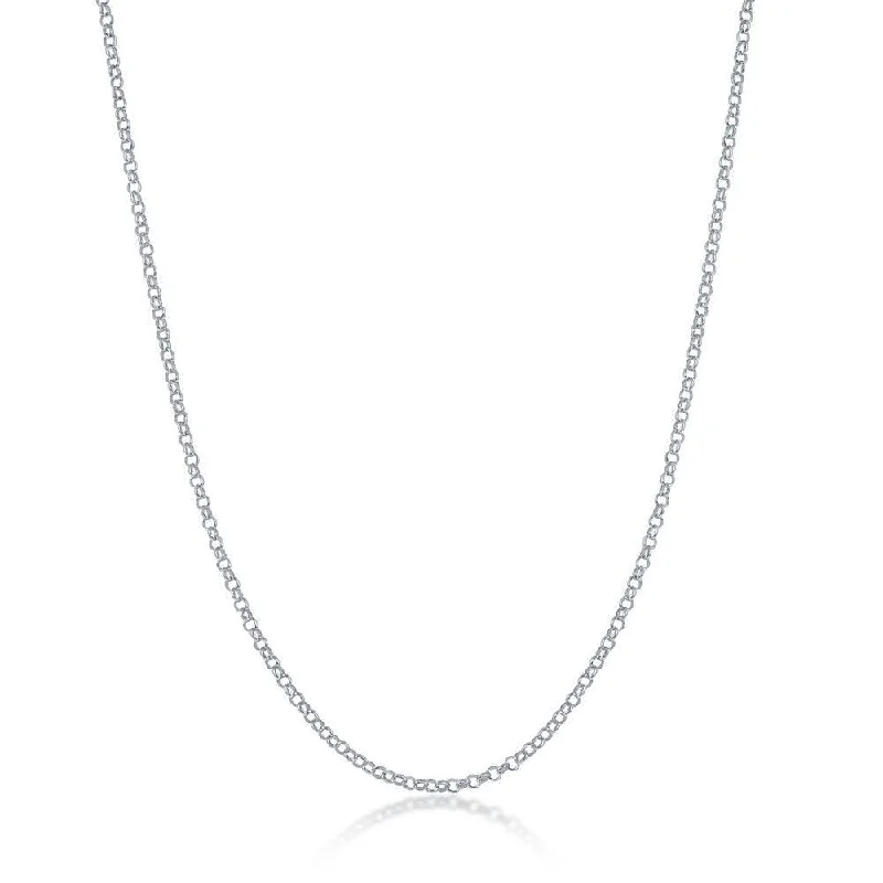 Best necklaces and pendants with matching rings for a coordinated jewelry set-Sterling Silver Rhodium Plated 1.5mm Rolo Chain, 24