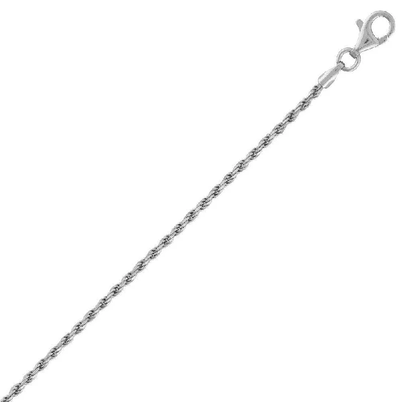 Necklaces and pendants with lock and key designs for a symbolic gesture-Sterling Silver Rhodium Plated 2mm Rope Chain, 18"