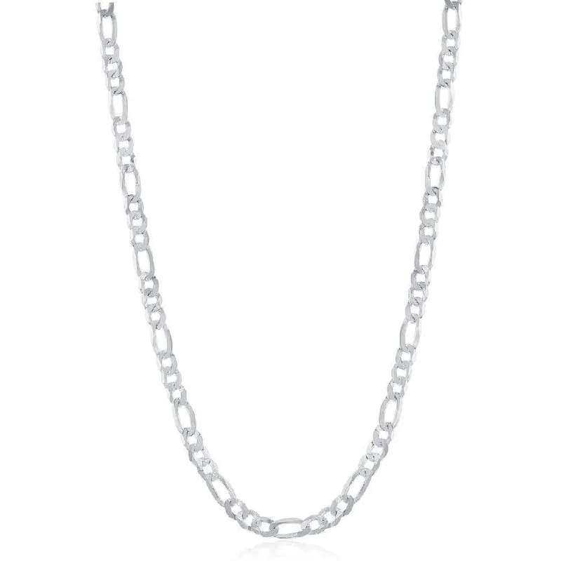 Best necklaces and pendants with heart-shaped lockets for a sentimental keepsake-Sterling Silver Rhodium Plated 3.3mm Figaro Chain, 24"