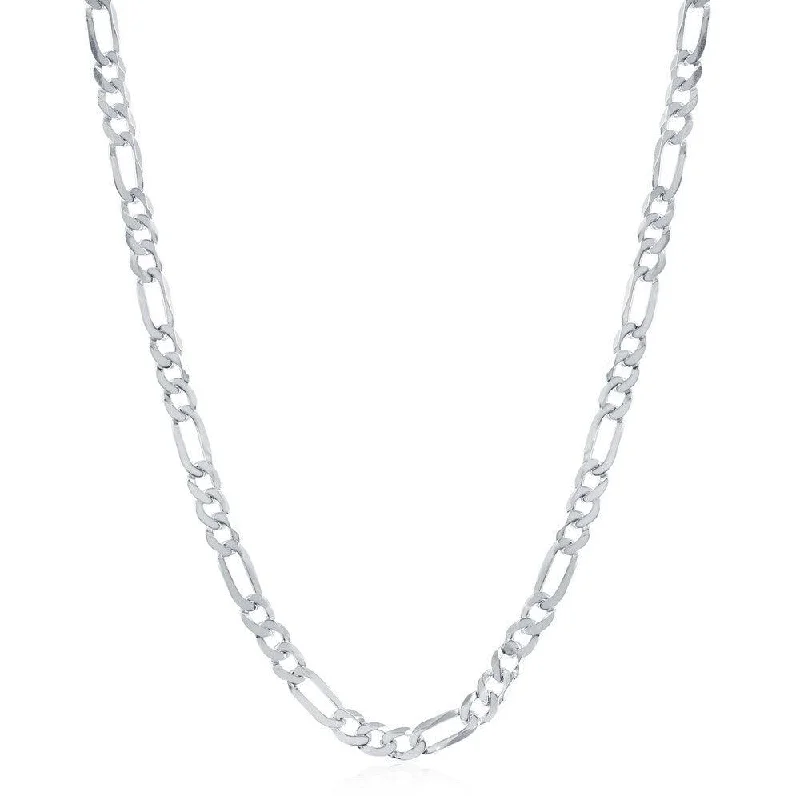 Stunning necklaces and pendants with birthstone pendants for a personal touch-Sterling Silver Rhodium Plated 4.2mm Figaro Chain, 16"