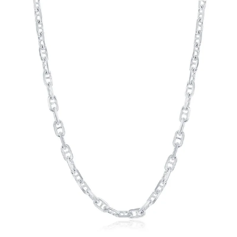 Best necklaces and pendants with layered designs for a chic, stacked look-Sterling Silver Rhodium Plated 4.6mm Anchor Marina Chain, 20"