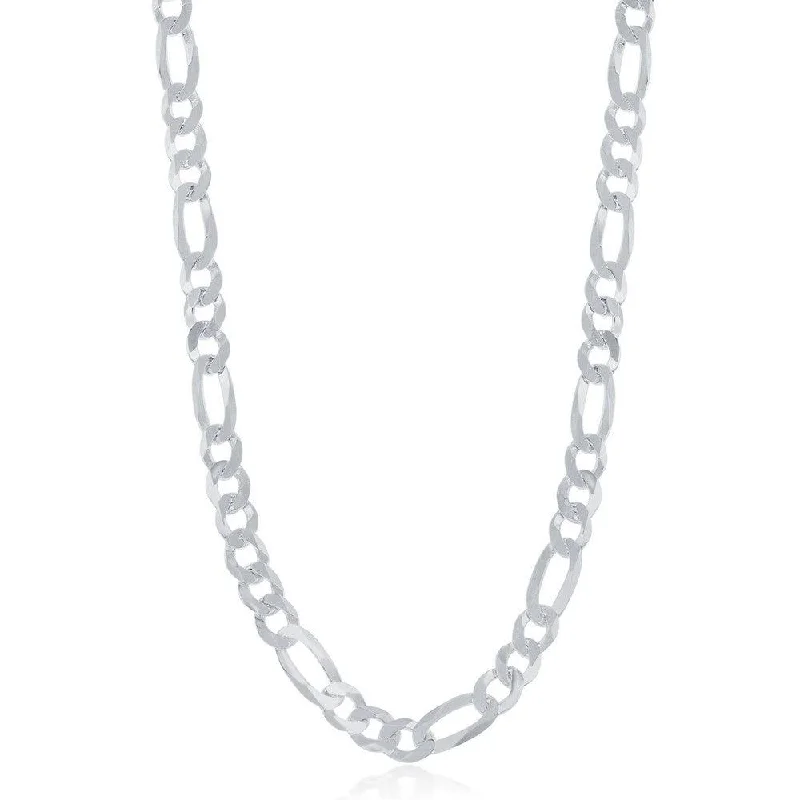 Elegant necklaces and pendants with diamond accents for added sparkle-Sterling Silver Rhodium Plated 5.8mm Figaro Chain, 20"