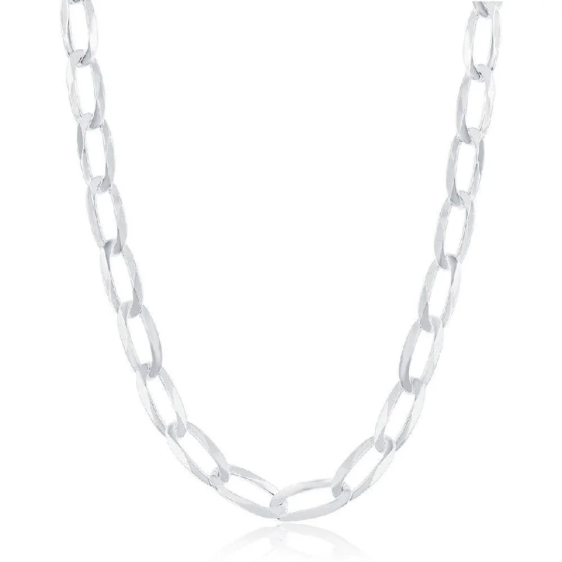 Beautiful necklaces and pendants with natural stones for an earthy, organic vibe-Sterling Silver Rhodium Plated 7.1mm Flat Cheval Chain, 20"