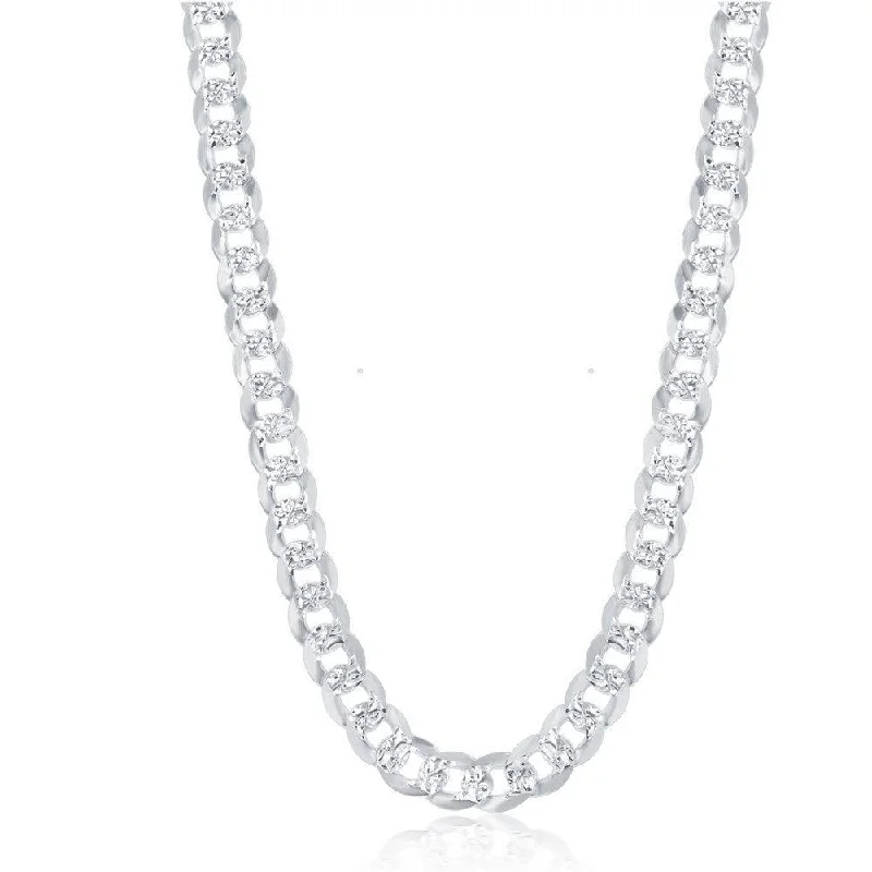 Beautiful necklaces and pendants with natural stones for an earthy, organic vibe-Sterling Silver Rhodium Plated 7.3mm Flat Pave Chain, 18"