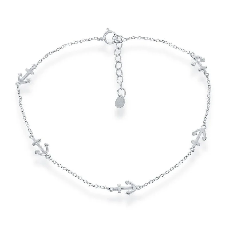 Best necklaces and pendants with heart-shaped lockets for a sentimental keepsake-Sterling Silver Small Anchor Anklet