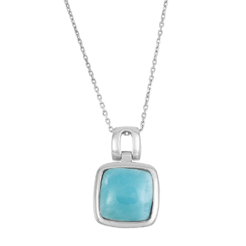 Stunning necklaces and pendants with sapphire gemstones for a luxurious blue hue-Sterling Silver Square Larimar Pendant