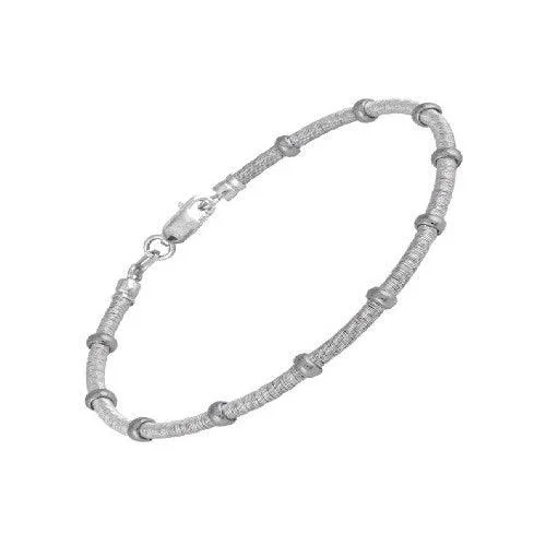 Beautiful necklaces and pendants with diamond halo settings for extra brilliance-Sterling Silver Tight Coil with Silver Beads Bracelet, 7"