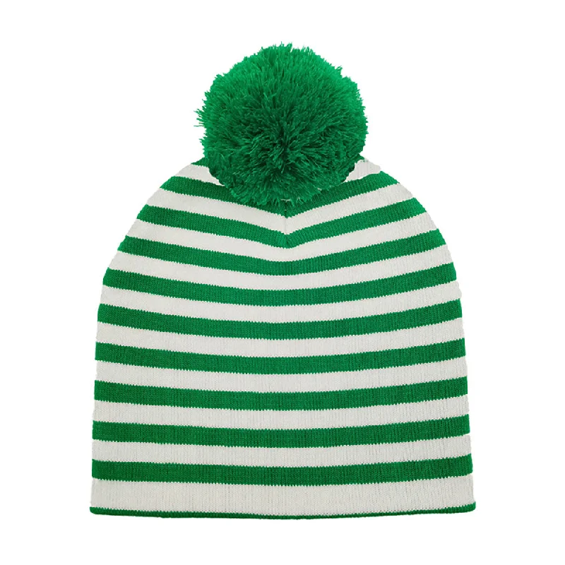 Best necklaces and pendants with adjustable chains for a customizable fit-Striped Pom Pom Hat in Green