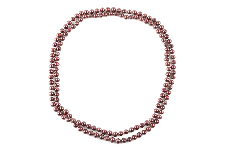 Stylish necklaces and pendants with diamonds for a glamorous and elegant look-Long Burgundy Pearl Necklace