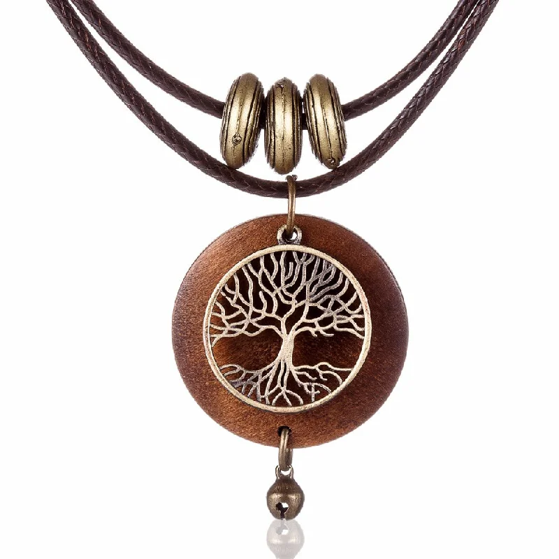 Trendy necklaces and pendants with statement pieces for a bold fashion statement-Vintage Tree of Life Layered Necklace