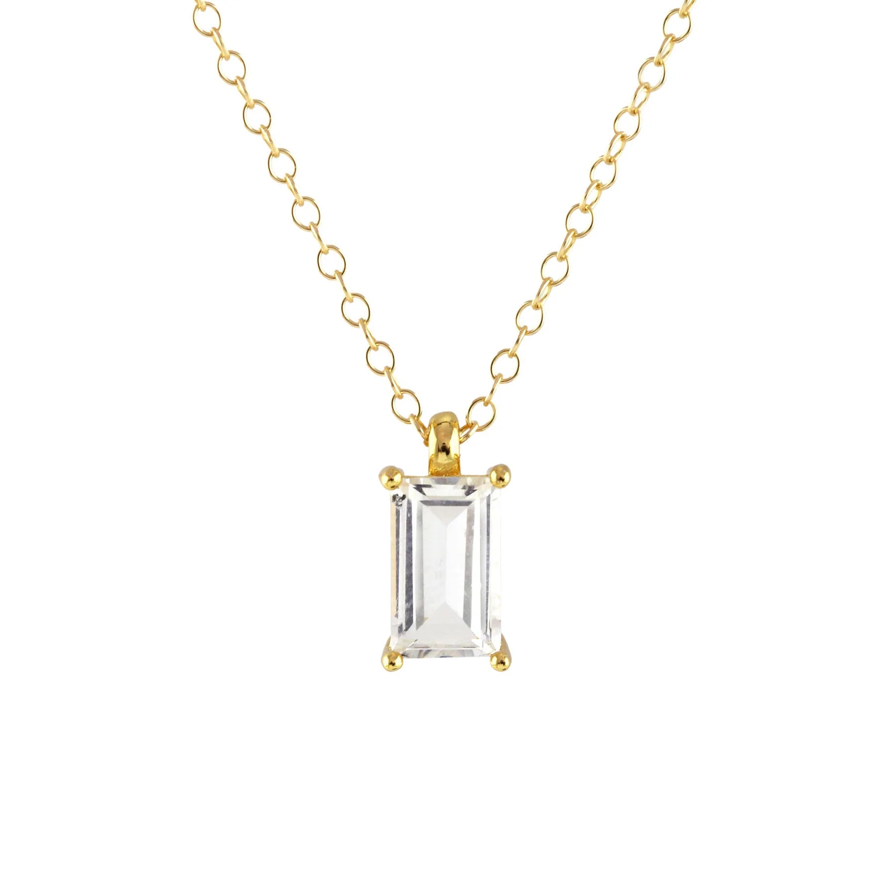 Beautiful necklaces and pendants with natural stones for an earthy, organic vibe-White Topaz Baguette Necklace