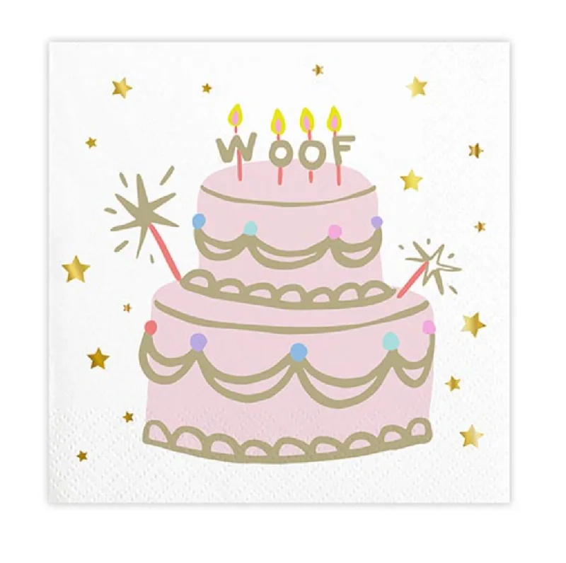 Necklaces and pendants with clear quartz for a pure and radiant look-Woof Birthday Cake  Napkin